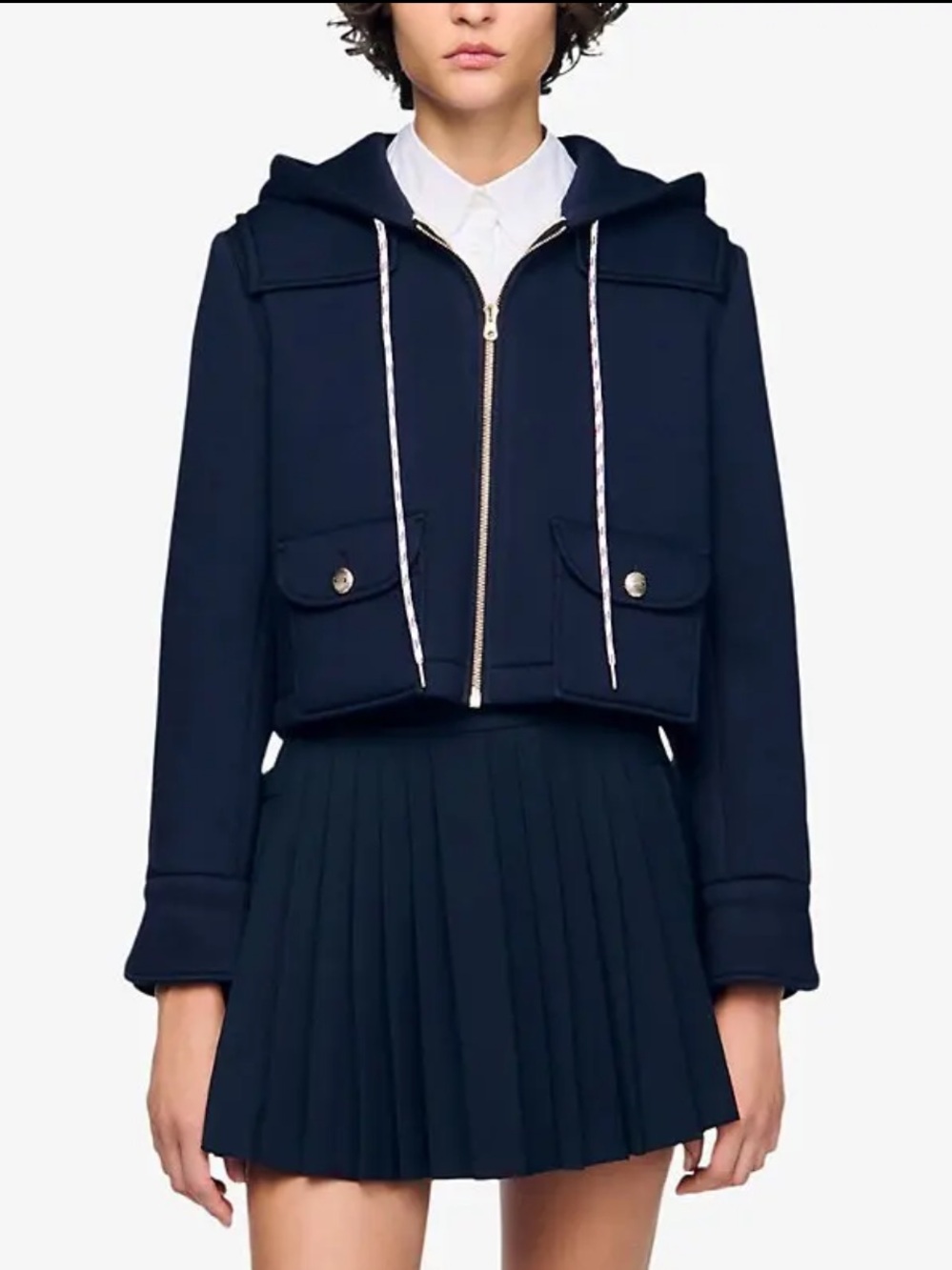 SANDRO
Hooded Woven Jacket With Side-Pockets sz M